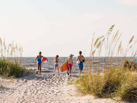 Family on Beach at Wild Dunes Resort in South Carolina