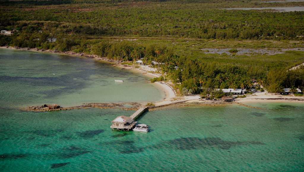 Aerial view of Small Hope Bay Lodge